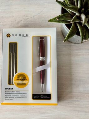 Cross Bailey Ballpoint Pen Set in Red Lacquer with Bonus Refills. NEW ❤️